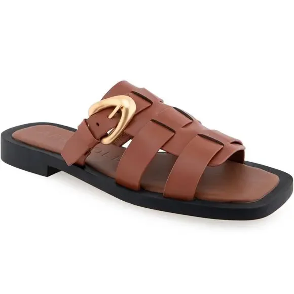 Aerosoles womens St.marks Slide Sandal Ginger Bread Leather Size 5.5